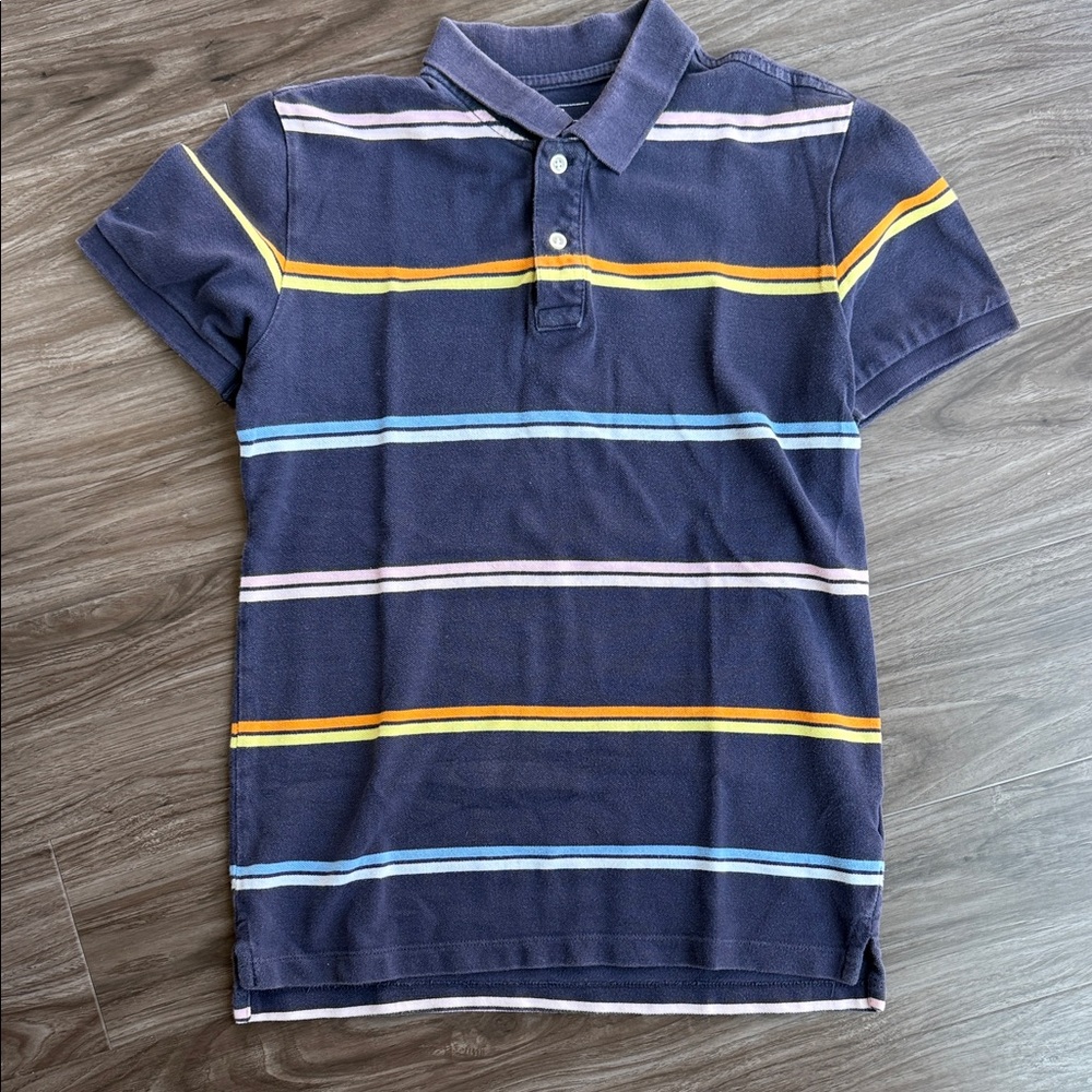 Navy Striped  Polo Shirt